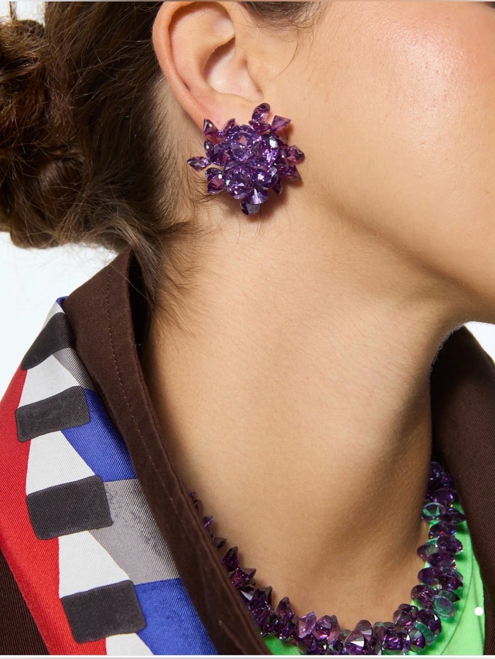 Roxanne Assoulin The Cubic Cluster Earrings In Grape NEW
